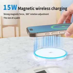 Magnetic Wireless Charger 15w Fast Charging Pad, Compatible with Multiple Devices, LED Light, No Connector, Non-Co-Axial Electric Conductor