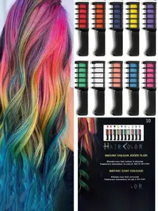 Hair Chalk Comb Set, 10pcs Temporary Hair Dye Combs for Women & Girls, Fun Hair Coloring Tools for Parties, Festivals & Daily Styling