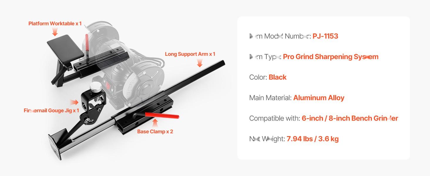 Multi-Grind Sharpening System Vari-Grind Jig For 6-Inch And 8-Inch Bench Grinders, Precision Alignment Tool, Adjustable Angles, Consistent Edge Sharpening, Quick-Change Jigs, Durable Aluminum Frame, Includes Setup Guide
