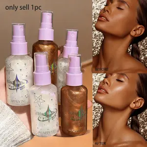 Cappuvini Glitter Body Spray, Brightening Highlighter Mist, Affordable Glow Enhancer, Full-Body Illumination, Water-Like Finish