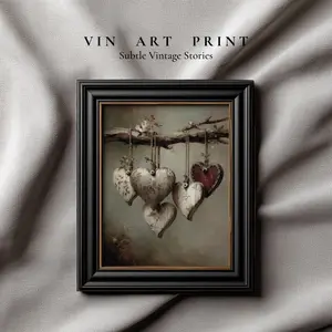 Rustic Valentine Heart Printable Wall Art – Vintage Hanging Hearts, Romantic Farmhouse Love Decor, Looks Good, Feels Better