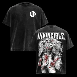 Thragg Invincible Vintage Washed Oversized T-Shirt Heavyweight Cotton Streetwear Graphic Tee, Viltrumite Empire Blood Villain Shirt for Comic Fans, Mens Unisex Crew Neck Anime Printed Top, Y2K Retro Game Style Casual Everyday Wear Gift for Cool Men!