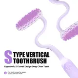 CEELIKE S-Shaped Oral Toothbrushes 2-Pcs Set - Ergonomic Curved Plastic Handle, Soft Bristles for Deep Cleaning & Back Teeth Reach, Unscented Non-Mechanical Dental Brushes for Adults' At-Home Daily Self Care Products