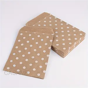 50pcs, 15x10cm Wave Dot Kraft Paper Candy Biscuit Bags - Perfect for Packing, Wrapping, and Gifting Ideal Small Business Supplies, Party Favors, Gift Decorations