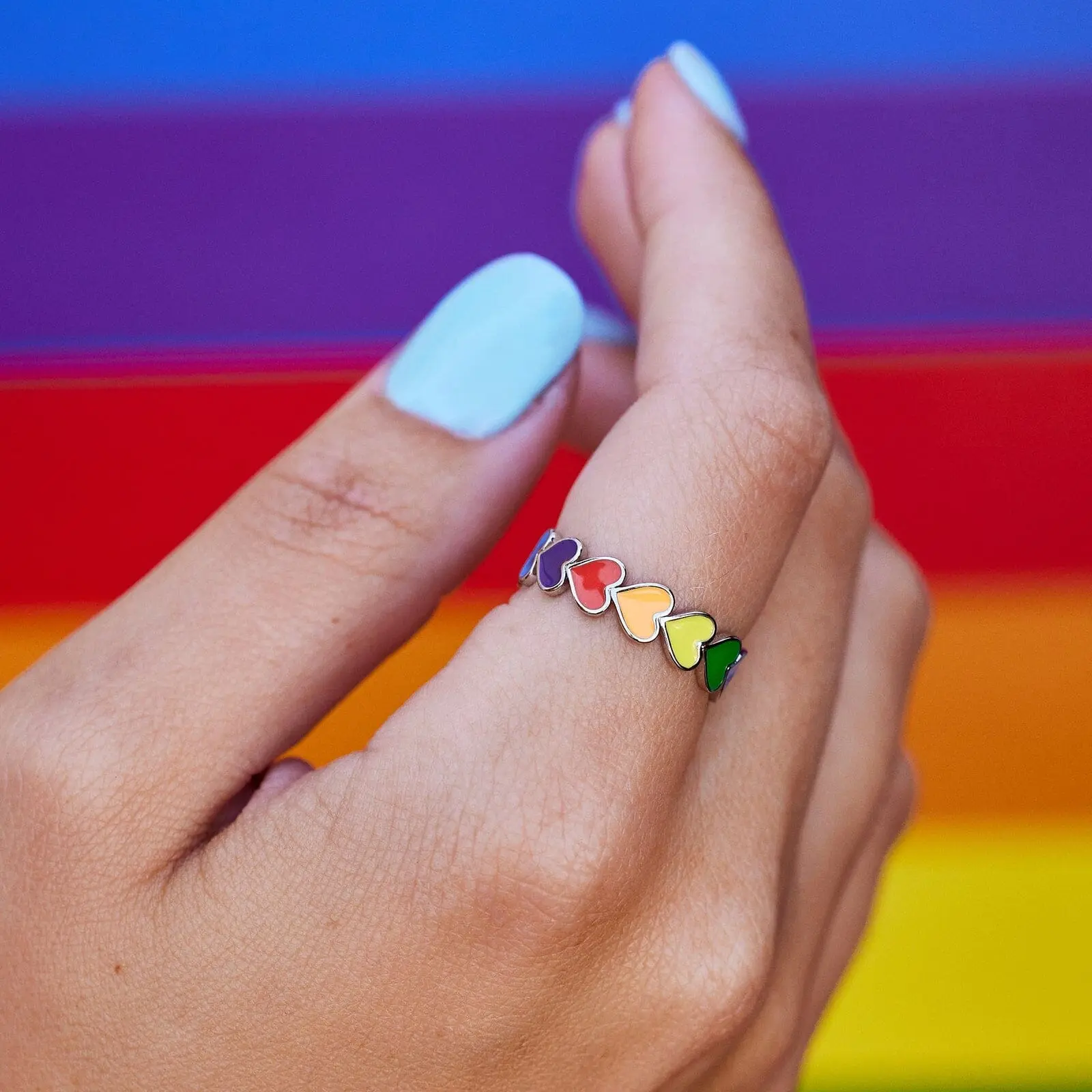 Rainbow Heart Band Ring Rainbow Heart Band Ring