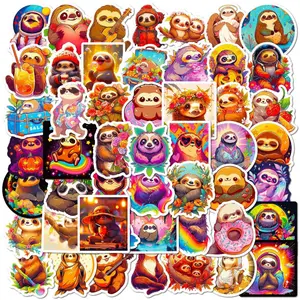 50 cartoon sloth stickers in an animated style, cute and personalized creative stationery stickers Sticker Set