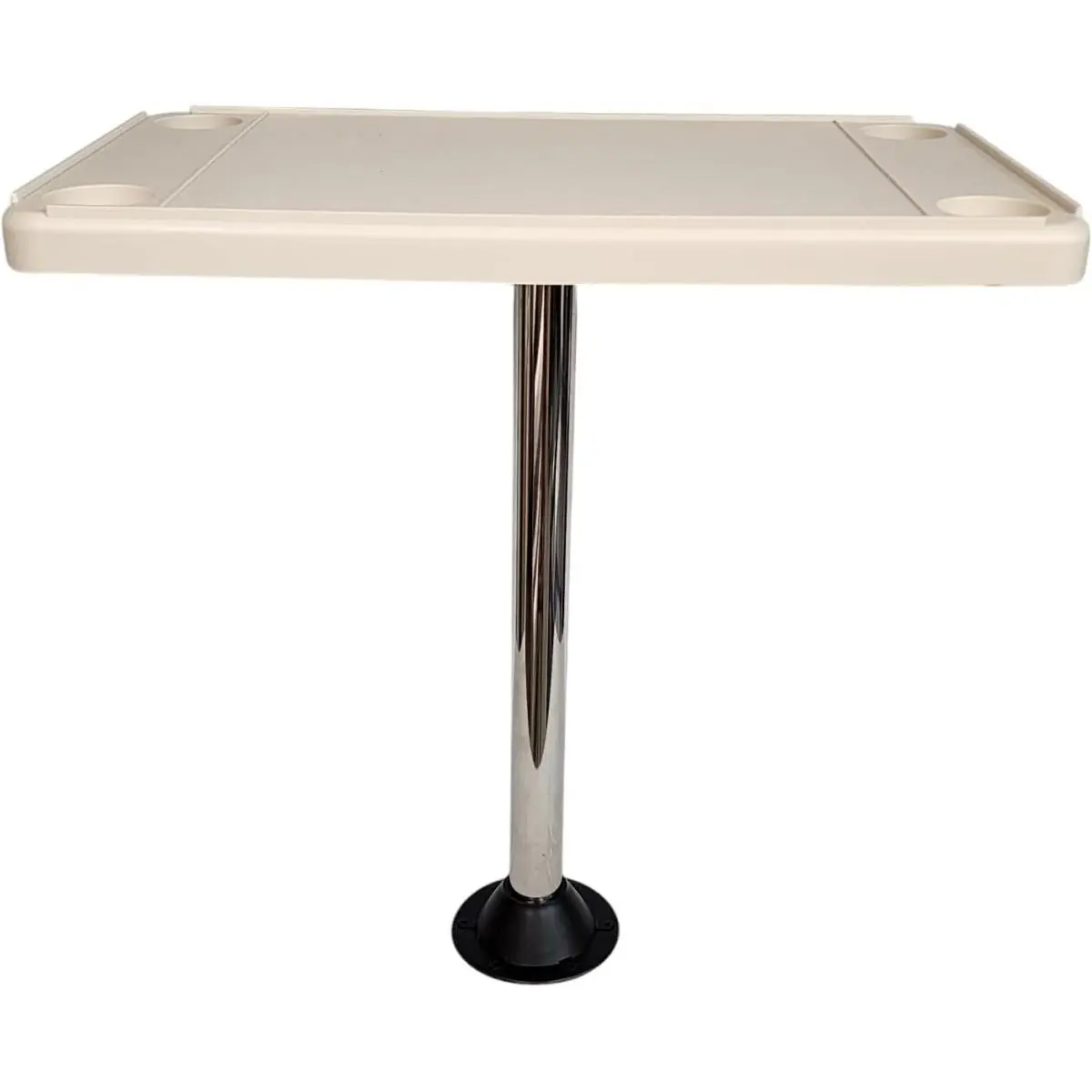 Horizon 4000-RFM Marine Grade Plastic Rectangular Weatherproof Outdoor Pontoon Picnic Table, 28 in - 27.75"x16"x2.25", 10 lbs, 4 Cupholders, 2 Mountings Included, Ivory, Cleans Easily with Soap and Water