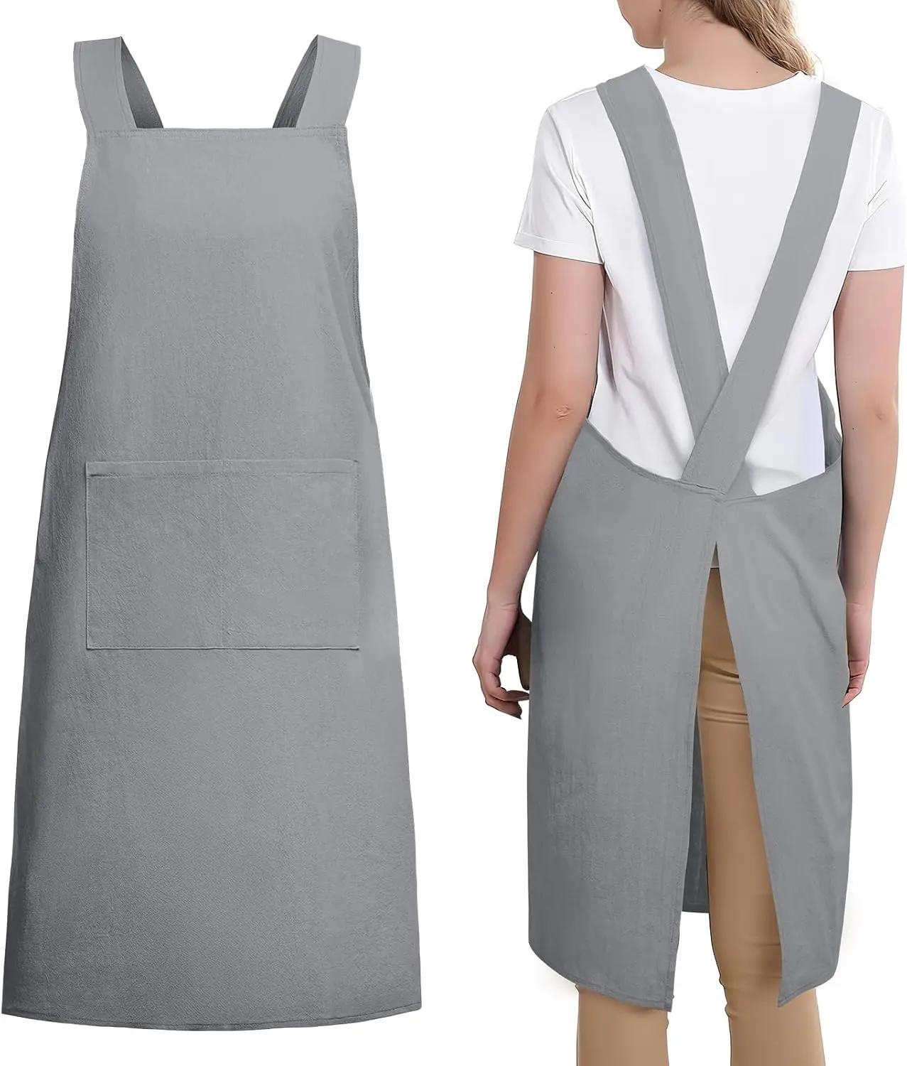 Apron with Pockets -   Aprons for Women Men Chef Kitchen Cooking Baking Pinafore