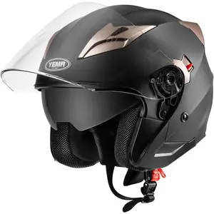 Open Face Motorcycle Helmets DOT Approved 3/4 Moped Helmet Dual Visor Quick Release Buckle for Adult Men Women Suitable for Moped Scooter Street Riding