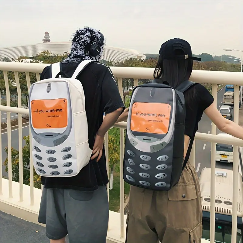 Creative Large Capacity Backpack for Women, Trendy Fun Phone Print Fashion Couple Shoulder Bags