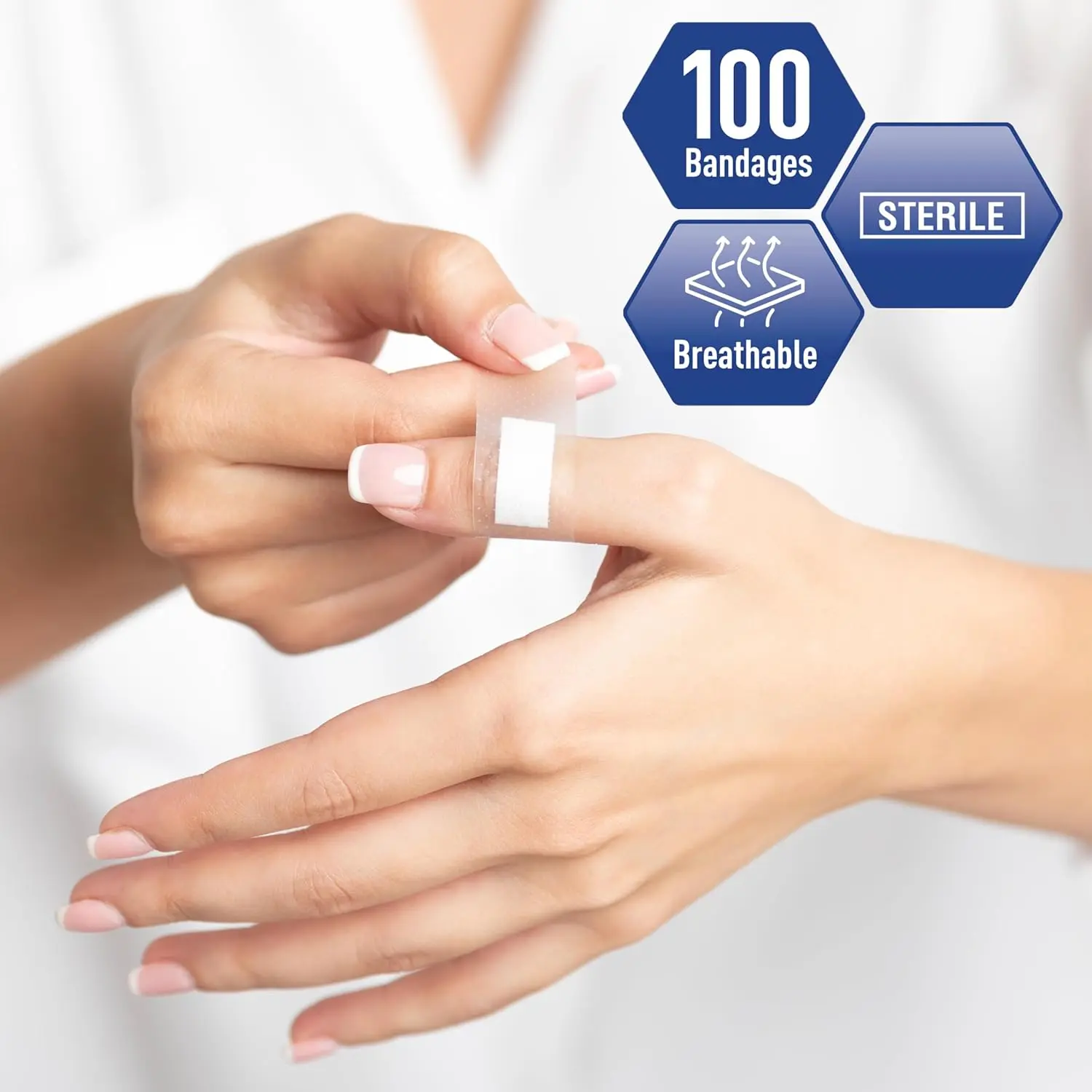 Fabric Adhesive Band Aid 3/4" x 3" , Sheer Band, 100/Box, 200/Box
