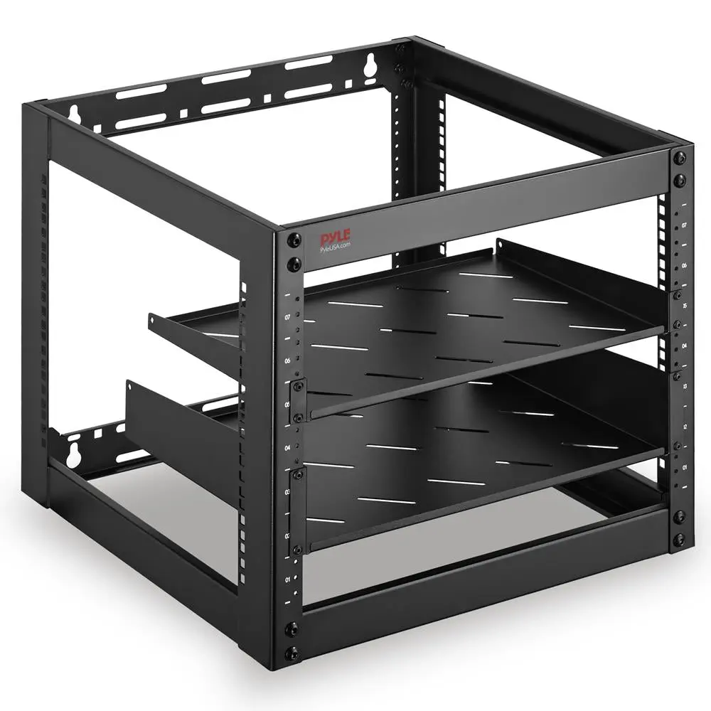 10U Heavy-Duty Steel Open Frame Rectangle Server Rack - Home & Office Storage Organizer with Lock Wheels, Vented Shelves, Easy Installation, 0.07" Column Thickness, (2) Hexagonal Screwdrivers with Red Handle, Routers & ATX Box Compatibility