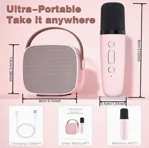 Mini upgraded karaoke machine with 2 wireless microphones, home karaoke machine, portable handheld karaoke microphone speaker set suitable for family gatherings and birthday parties ferguson home karaoke suction cup bt speaker