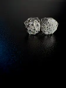 Silver Half Snowball's Moissanite Mens Earrings