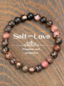 Vintage 8mm Line Jasper Beaded Bracelet, Natural Stone Jewelry, Self Love Energy Balance Yoga Accessory for Men & Women