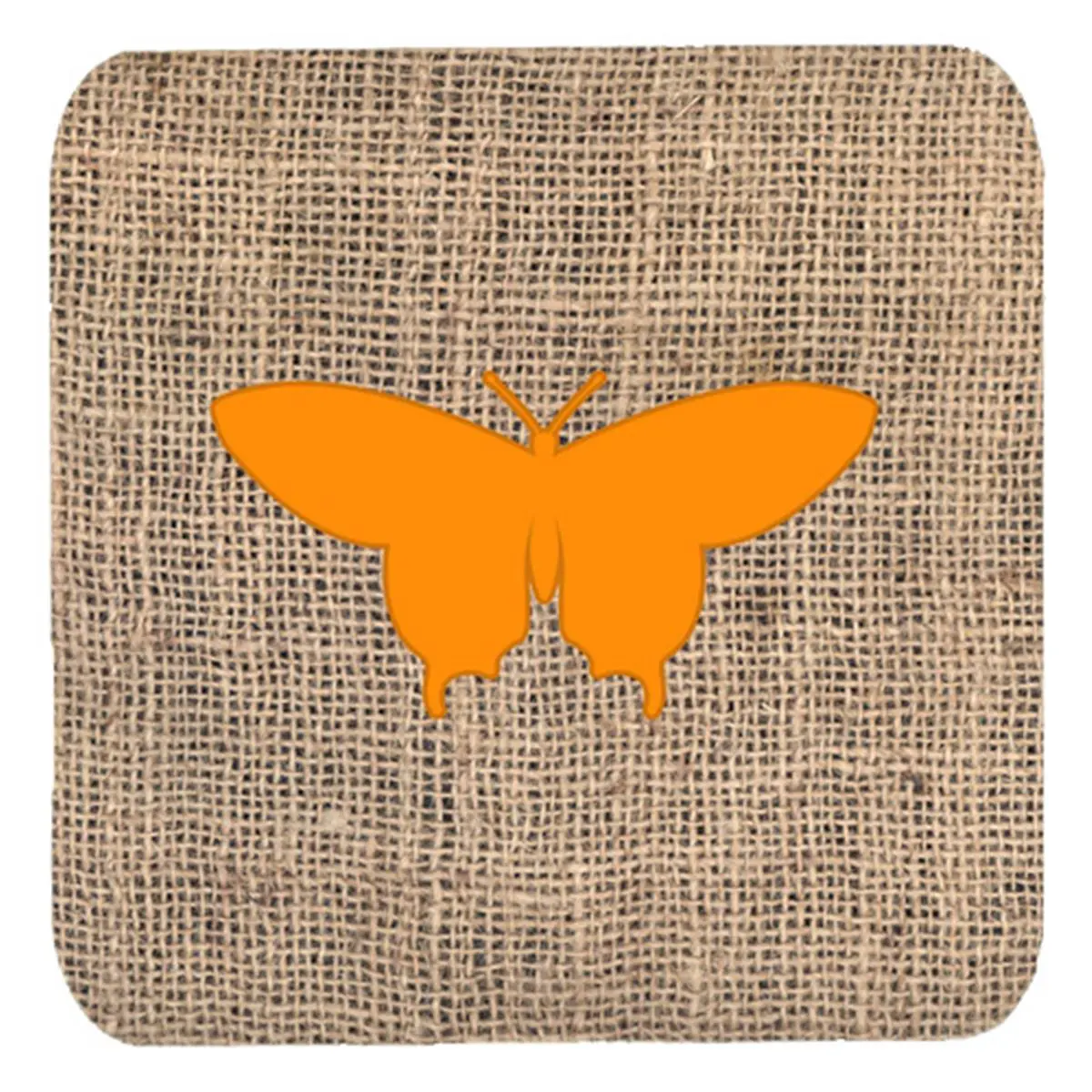 Orange Butterfly Burlap Foam Coasters - 4-Piece Set, 3.5x3.5 In Kitchen Tableware for Table Decor, Dining Table Decor