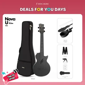 【Enya Nova U Mini Soprano Ukulele】 Carbon Fiber 21" - Waterproof Ultra Portable Travel Ukulele with Case, Strap, Capo & Strings - Beginner Kit for All Weather Performance  Christmas Gift, TikTokShopHolidayHaul