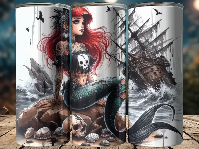 Goth Little Mermaid 20oz tumbler