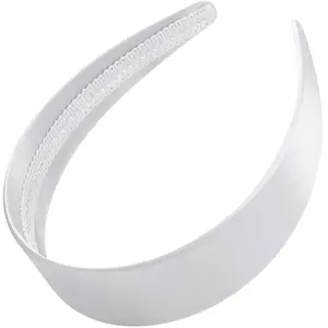 1.6 Inch Wide Headbands Silk Satin Plain Headband for Women, Non Slip Solid Hair Bands Hair Accessories Cosplay DIY Holiday Head Band (White, Large)