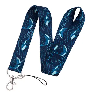 Ocean Whale Shark Lanyard, Cute Keychain for ID Card Holder, Metal Key Ring, Perfect Gift for Teachers, Students, Staff