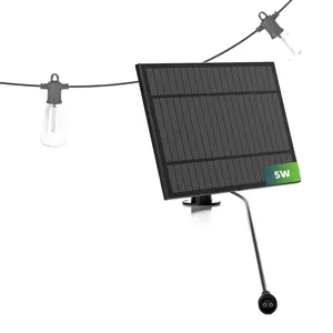 5W Solar Panel Replacement with USB Charging IP44 Waterproof 5 Lighting Modes Compatible with FOOMAN Solar LED Outdoor String Lights 1 Pack