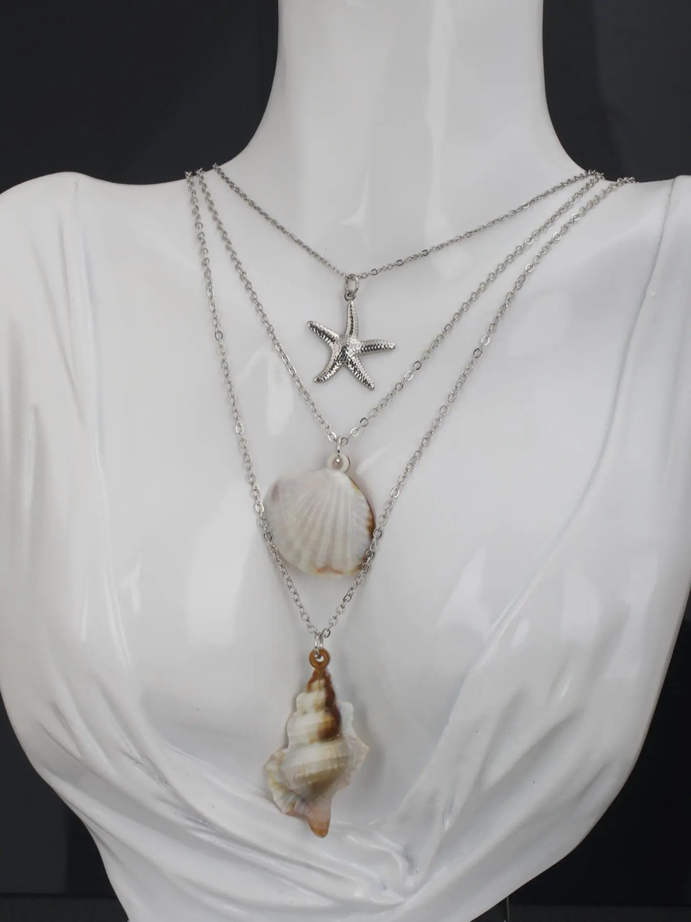 Sea Life Design Pendant Necklace, Chain Necklace, Shell & Starfish Decor Necklace for Women & Girls, Fashion Jewelry for Party, Daily Decor, Jewelry for Birthday Gift, Necklace For Daughter