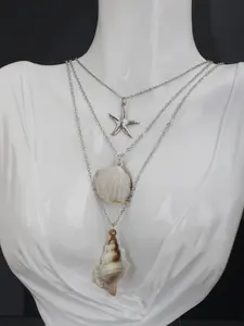 Sea Life Design Pendant Necklace, Shell & Starfish Decor Necklace for Women & Girls, Fashion Jewelry for Party, Daily Decor, Jewelry for Birthday Gift, Necklace For Daughter