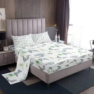 Feelyou Manatee Microfiber Bedding Set - Cartoon Marine Theme, Breathable Sheets, Deep-Pocket Nautical Fitted Sheet, Multi-Size Options, Nautical Fitted Sheets