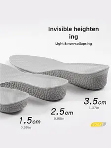 Height Increasing Shoe Insoles, Eva Material Shock Absorption, Breathable Comfort, Unisex Available in Three Heights, All Seasons