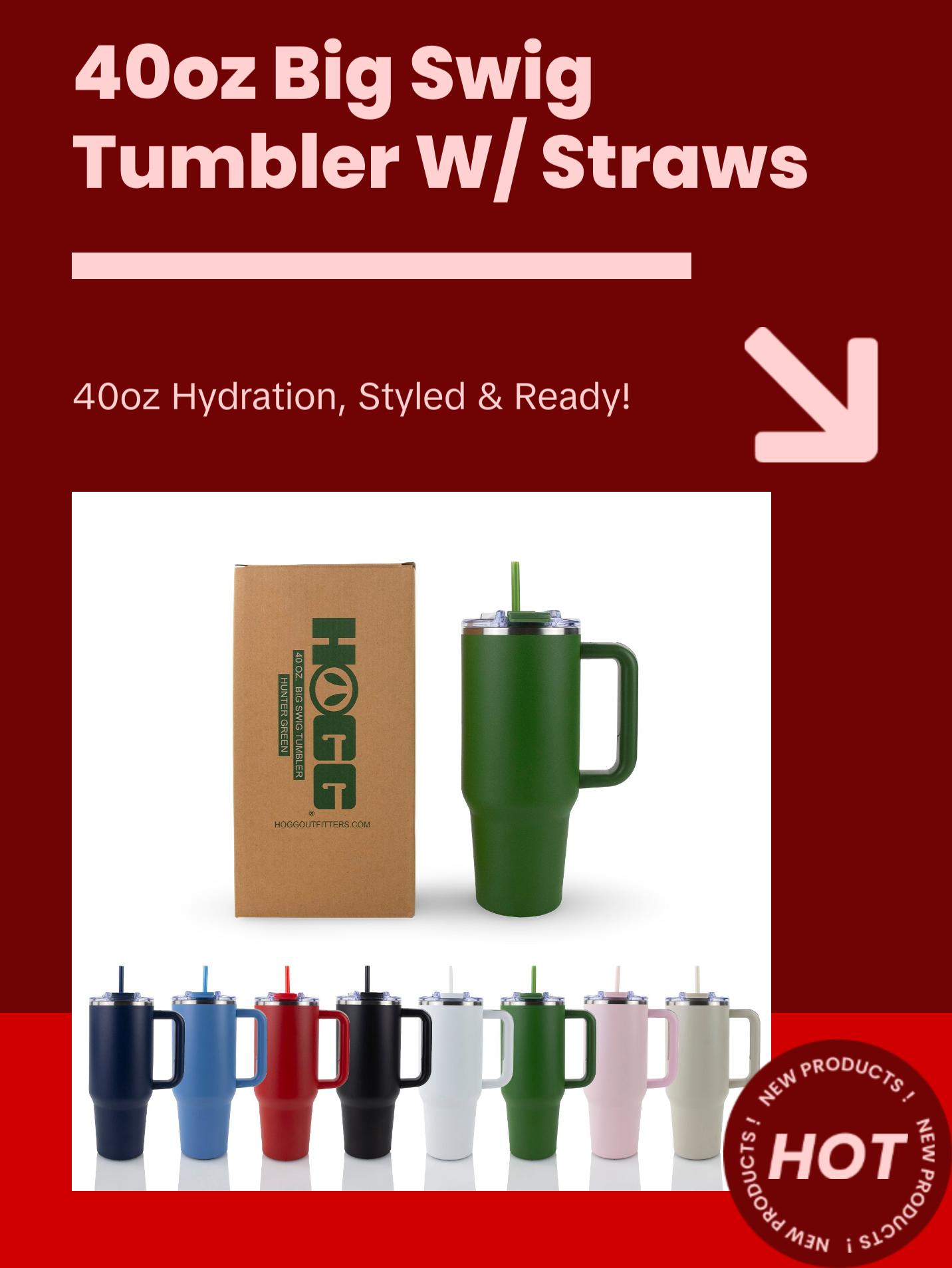 40oz Big Swig Handle Tumbler - Dual Function Lid - Matching Color & Clear Straw & Straw Cleaner
