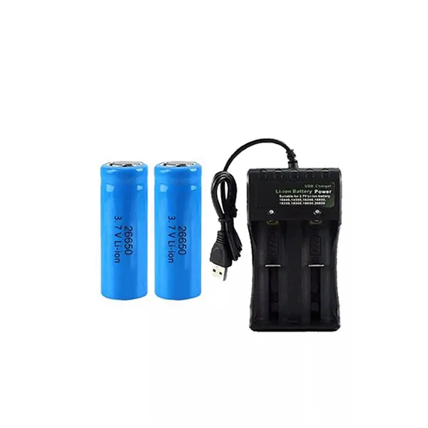 3.7V 9900mAh Rechargeable Button Top Li-ion Batteries + USB Charger (1/2/4 Slot)
