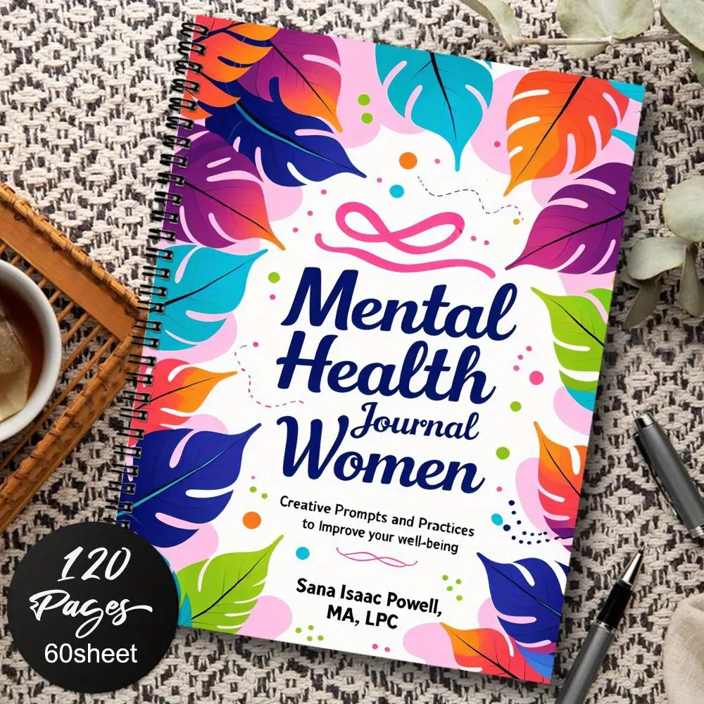 1 Portable Mental Health Spiral Notebook Diary for Women and Men, Anxiety and Depression Relief, Self-Care, Mood Tracker, Goals and Reflections, Self Improvement Journal