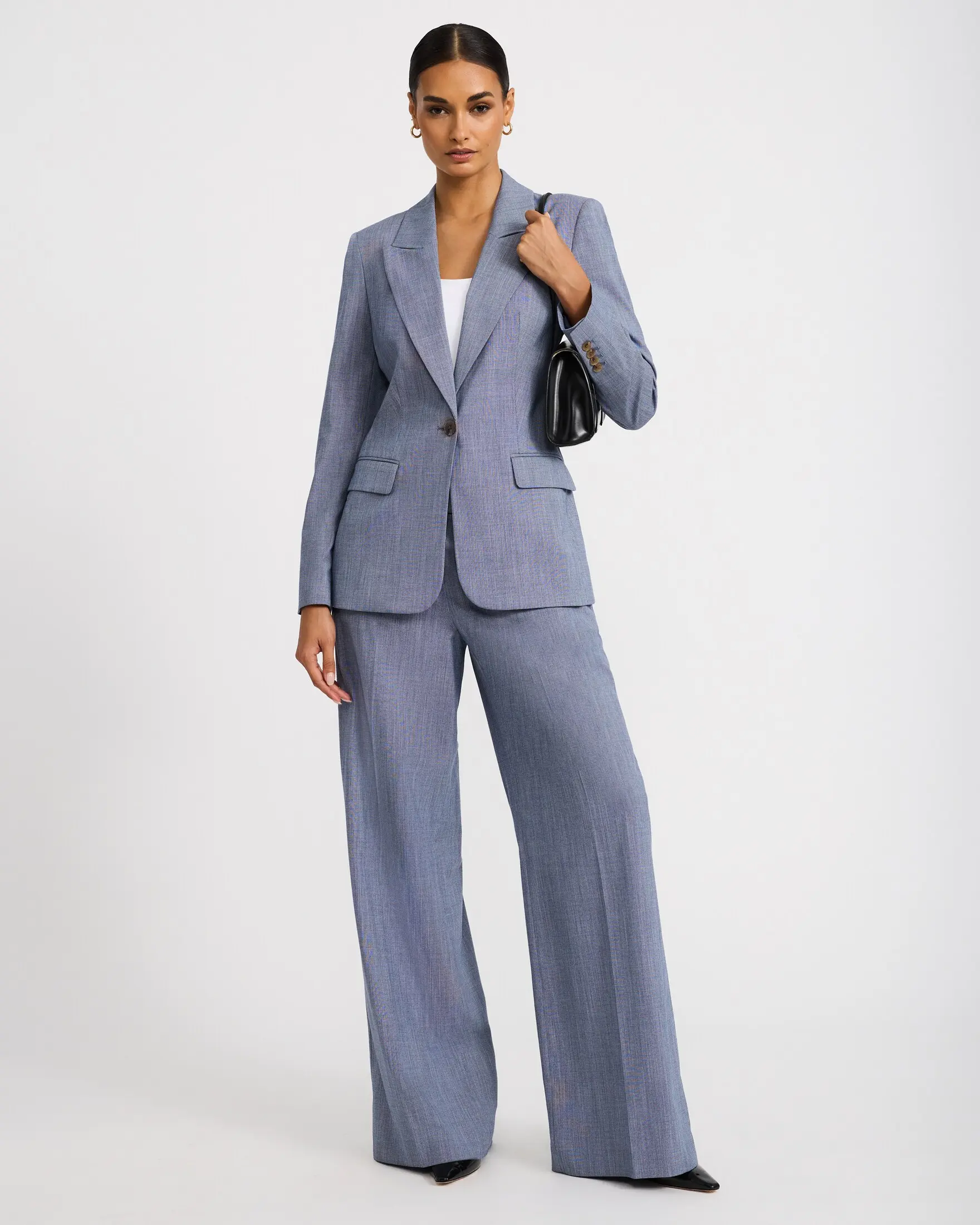 Express Editor Lightweight Textured Mid Rise Wide Leg Pant