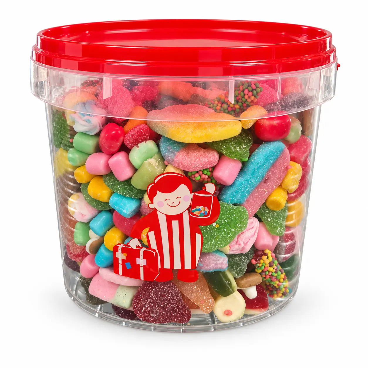 Stock Boy Build-A-Bucket- 5LB - We will pack your order live at our Pick N Mix Station -  Choose a minimum of 5 candies - If not live, you can still order Blue Raspberry Xylitol Gum