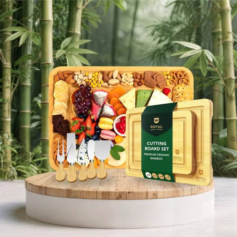 [21] Cheese Board with Cutlery Set & Cutting Board Set of 2