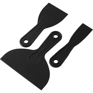 Plastic Putty Knife Set - 3Pcs Black Plastic Scraper Tool, 1.5"/3"/6" Sizes Spackle Knife for Spackling, Painting, Drywall, Arts and Crafts, Tile Jobs, Tamale Making