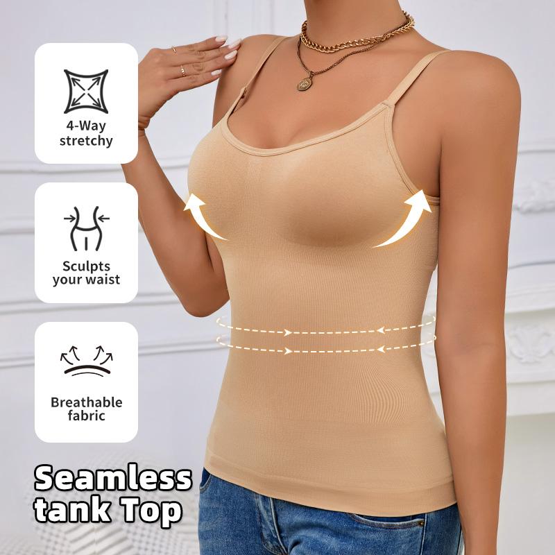 Solid Seamless Adjustable Strap Tank Tops for Women Tummy Control Shapewear Body Shaper Workout Multicolor Vest Camisole Cami Tops 7 Counts 7 Colour - Style