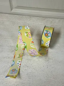 1.5 Inch By 10 Yard Pastel Daisy Easter Egg Ribbon