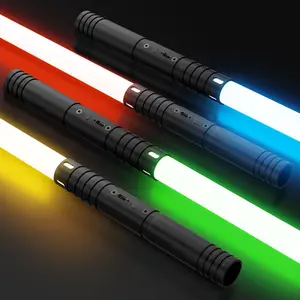 Lightsaber, 2 in 1 Light Saber with 15 RGB Colors, realistic Lightsaber gift for kids  Neopixel Dueling Lightsabers for 4 Modes & Sounds, USB-C Charge Light Sabers, Halloween costume party with metal swords, Thanksgiving (Black)