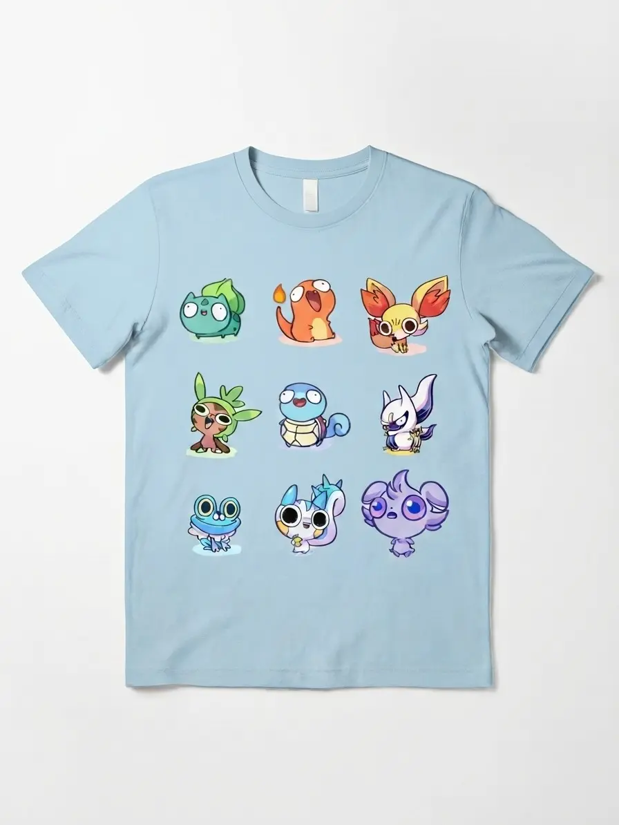Derpy Anime Monsters Funny Gamer Parody Graphic Tee Cute Meme T-Shirt, Casual Monsters Tops, Cotton T-Shirt
