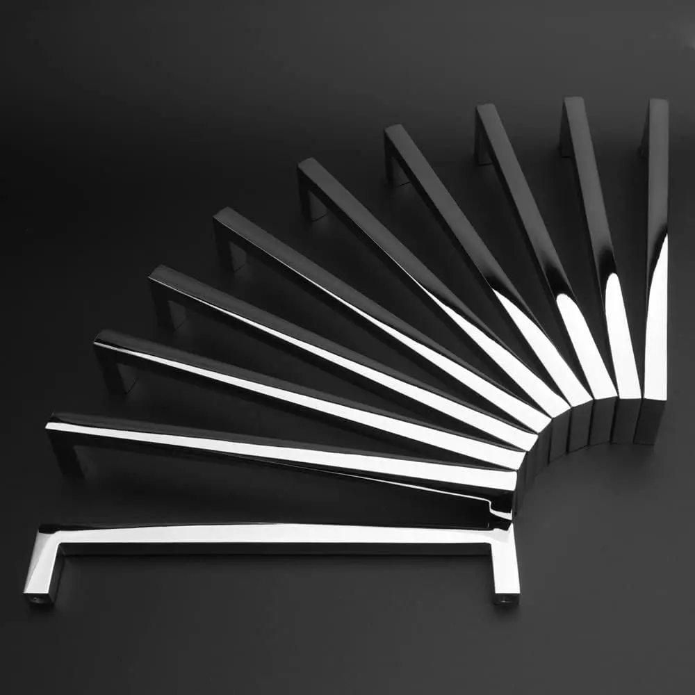 KOOFIZO 10 Pack 6-1/4 in Polished Chrome Cabinet Pulls, Drawer Handles 1816 | Solid Metal, Sturdy, Comfortable, Square Bar Hardware, Kitchen Cabinet Pull, for Dresser Cupboard Bedroom Bathroom Vanity