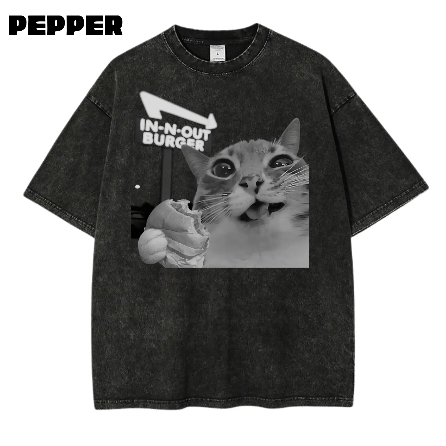 Rigby Cat Selfie at In-N-Out Tee, Unisex Vintage Graphic T-Shirt, Funny Meme Tshirt, Cringe Funny Dumb Shirt, Menswear, Womenswear, Streetwear