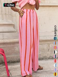 women's striped print wide leg pants, casual comfy trousers for daily wear, ladies bottoms for all seasons, womenswear