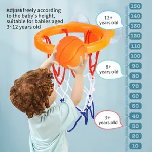 Bathtub Basketball Hoop Toy Set, Includes 3 Soft Balls, No Mold Required, Strong Suction Cups, Fun Bath Game for Kids Boys Girls