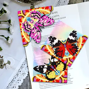 4Pcs Vibrant Butterfly-Themed Corner Diamond Bookmark Set - Holographic Background DIY Craft Kit for Book Lovers