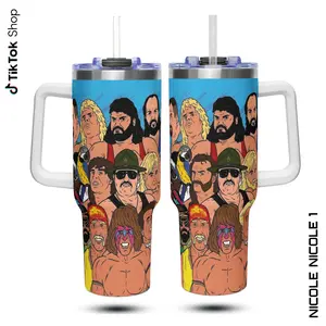 2026 Cozy Wrestling Tumbler With Handle, Soft Warm Wrestling Theme Insulated Travel Mug 40oz, Lightweight Skin-Friendly Metal Core Gift for Wrestling Fans