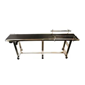 YOKOMA Flat PVC Belt Conveyor Transport Machine Adjustable Speed 110V 82.6inch Long 11.8inch Wide with Double Guardrail Black