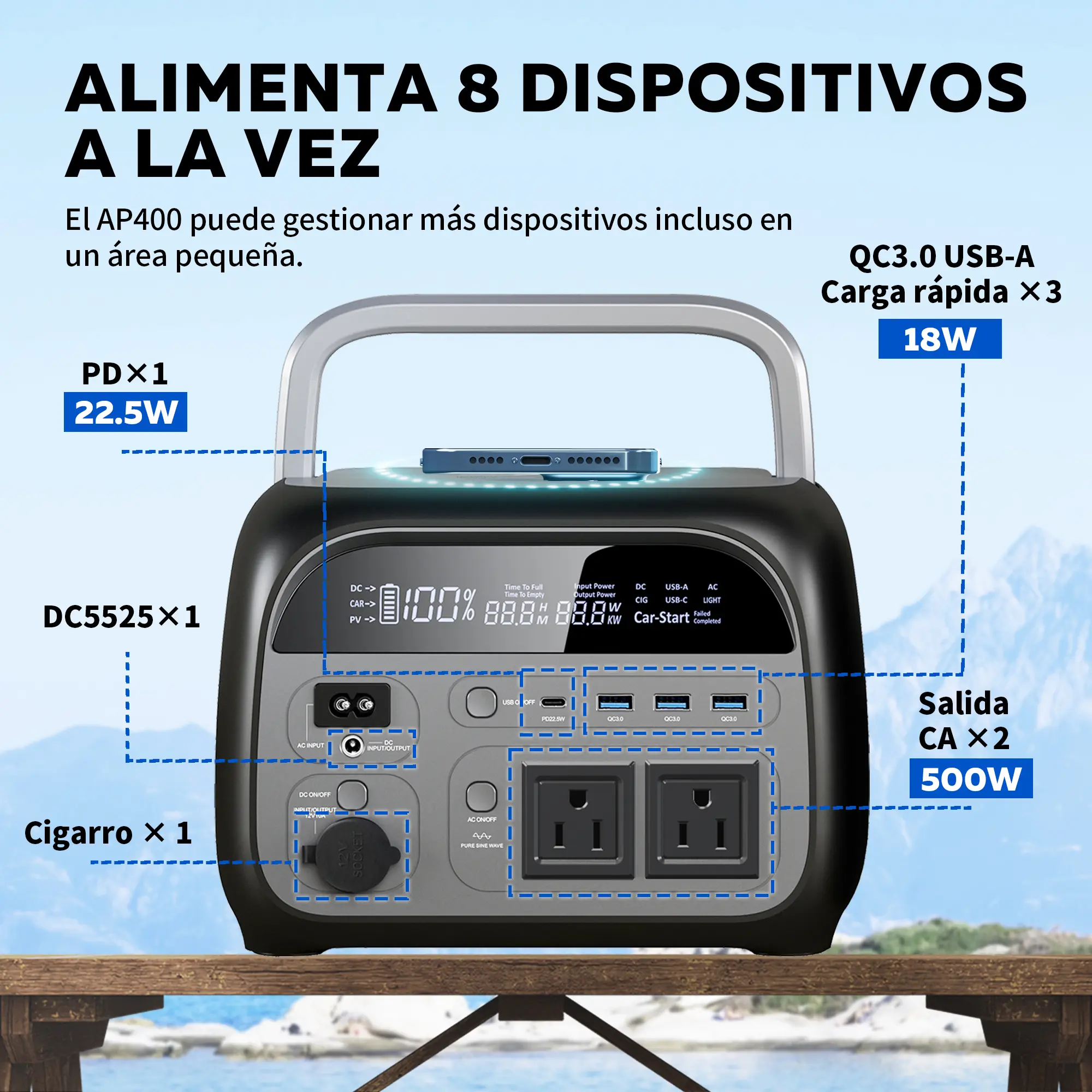 CTOLITY AP400 500W Portable Power Station with 345Wh LiFePO4