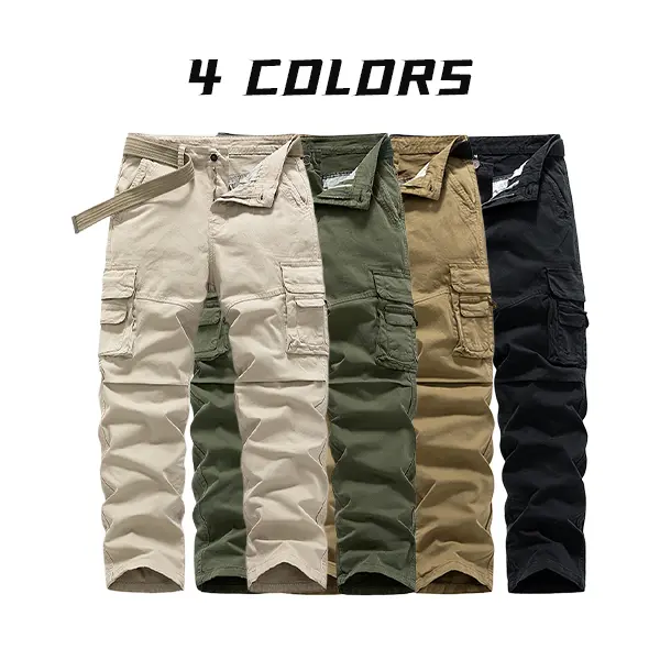 Men’s multi-pocket cargo straight-leg pants — durable cotton cargo trousers suitable for mountaineering/hiking, everyday commuting, and streetwear.