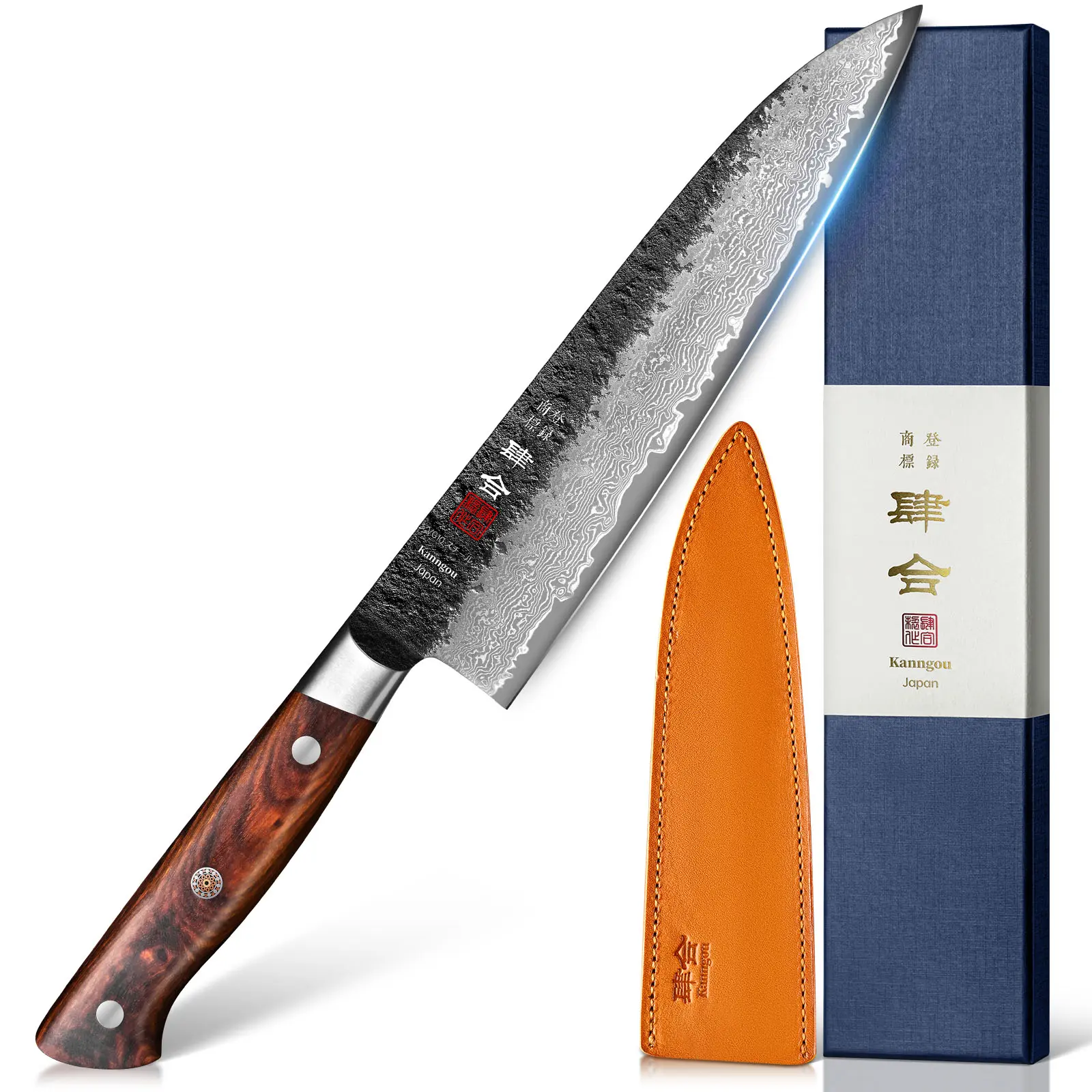 Kanngou 8.27"Japanese Chef Knife Set – Professional Kitchen Knives Ultra Sharp Steel Knife + Ergonomic Handle for Cutting & Cooking & Knives for Men & Women, Perfect Dad & Mom Gift with Premium Gift Box | Essential Kitchenware & Mother’s Day Gift for Mom,